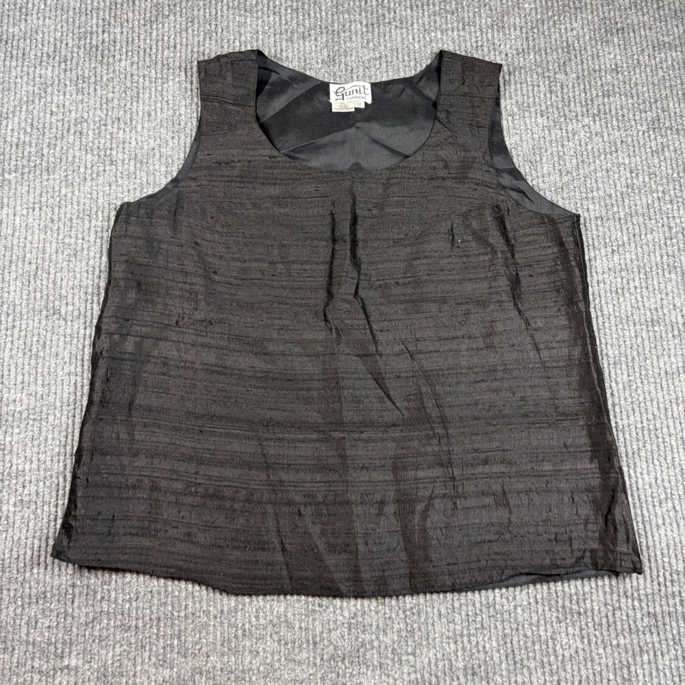 Gunit Fashions‎ Tank Top Womens M Black 100% Silk Sleeveless Shell